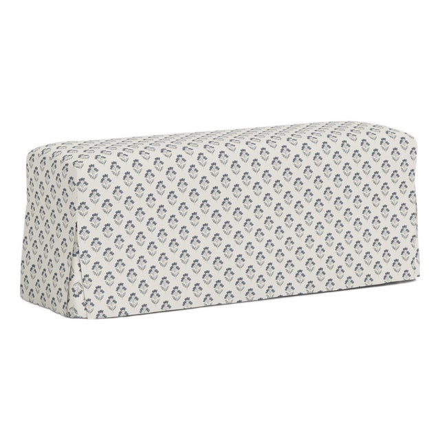 Stoffer Home x Cloth & Company Slipcover for Lindy Dining Bench in Francie Floral Blue For Sale