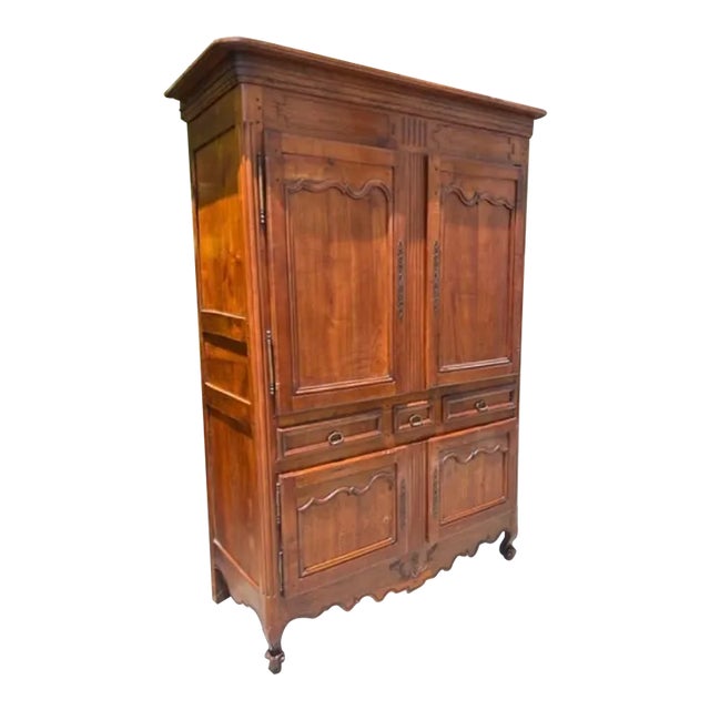 19th Century French Walnut Wood Buffet Deux Corps or Armoire For Sale
