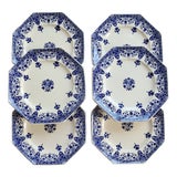 Antique Longchamp Ironstone Dessert Plates by Rouen, 1890s, Set of 6 For Sale