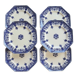 Antique Longchamp Ironstone Dessert Plates by Rouen, 1890s, Set of 6 For Sale