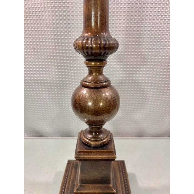 Hollywood Regency Vintage LPatinated Brass Palm Tree Candlestick Holder For Sale - Image 3 of 11