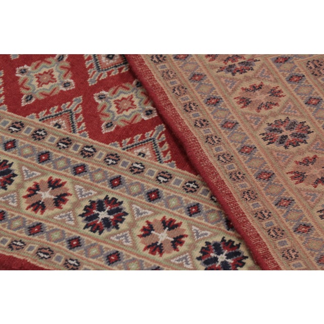 Beige Vintage Bokhara Rug in Rich Red With Geometric Patterns - Rug & Kilim For Sale - Image 8 of 8