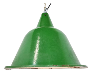 Large Vintage Industrial Green Enamel Pendant Light, 1960s