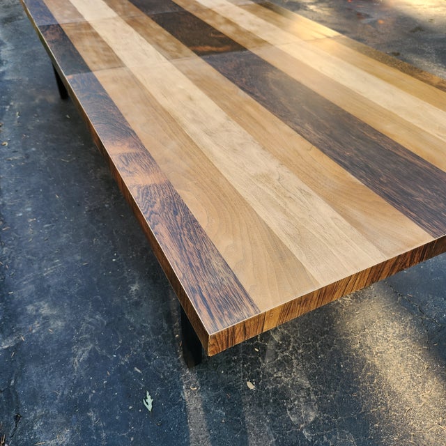 1970s Milo Baughman Mixed Wood Dinning Table For Sale - Image 5 of 12