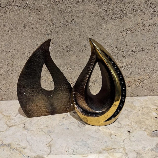 Teardrop Brass Bookends by Ben Seibel for Jenfred Ware, Usa Mid-Century For Sale In San Diego - Image 6 of 12