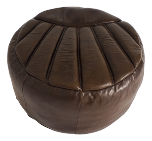 Vintage Leather Pouf, 1970s