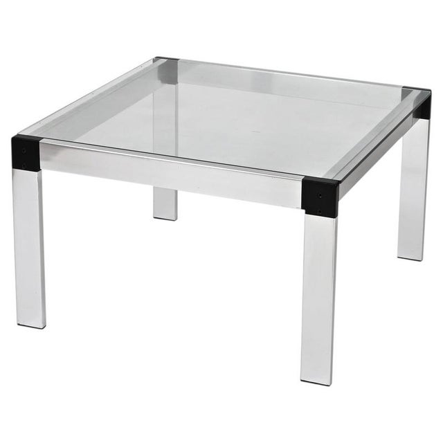 Square Coffee Table in Aluminum and Glass by Gae Aulenti, Italy, 1970s For Sale - Image 12 of 12