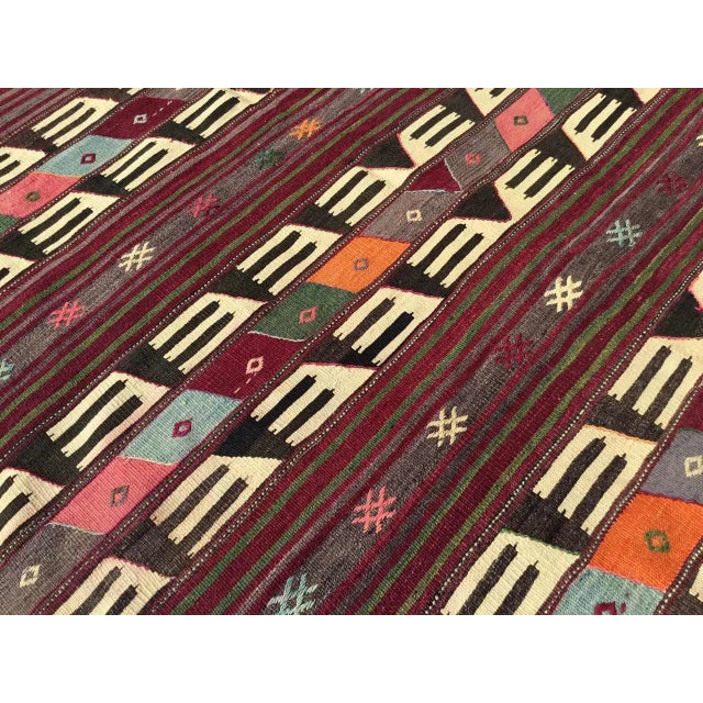 Textile 1960s Vintage Turkish Handmade Kilim Rug - 65"x88.5" For Sale - Image 7 of 9