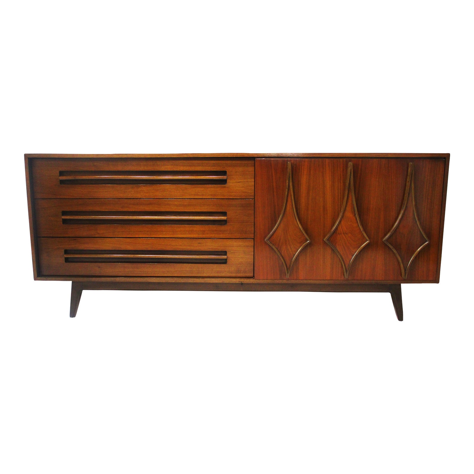 Mid Century Walnut Credenza Dresser in the Style of G Plan Furniture