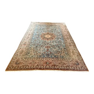 Persian Tabriz Hand Knotted Wool Silk Room Size Carpet Rug 14x10.3 For Sale