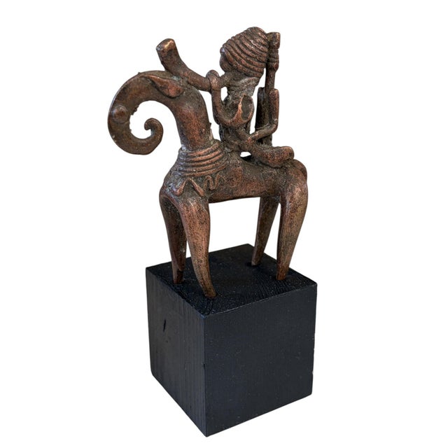 1980s Superb African Dogon Bronze Horseman Cast Handmade Mali 5.75"h For Sale - Image 5 of 6