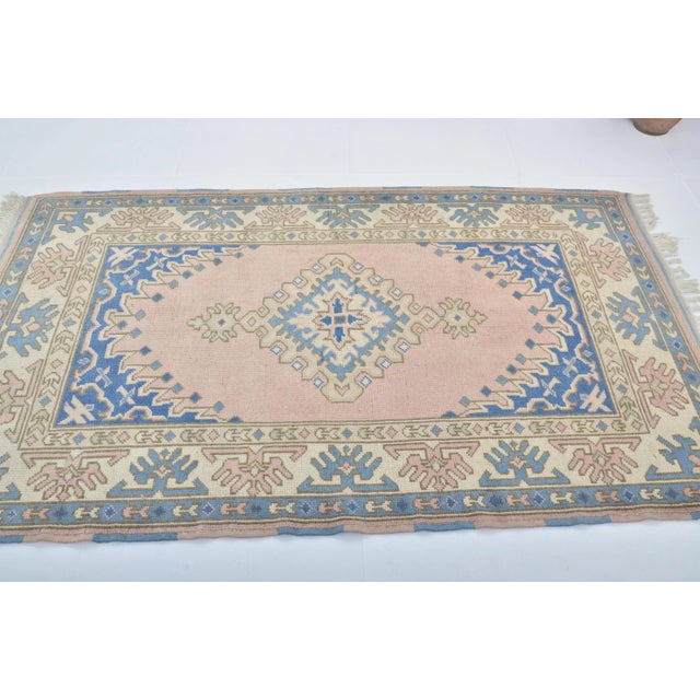 Art Deco 1960s Pastel Vintage Modern Decor Turkish Oushak Rug For Sale - Image 3 of 11