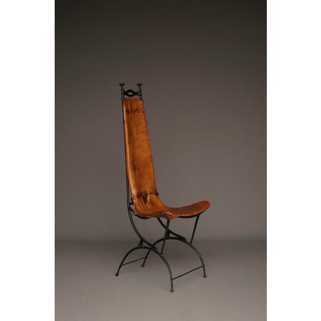 Baroque Iron & Leather Side Chair from Sido and François Thévenin, 1980s For Sale - Image 3 of 16