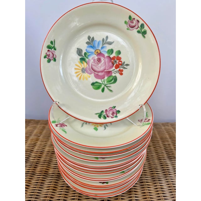Seltmann Vohenstrauss Bavaria Art Deco Hand Painted Floral Porcelain Plates- Set of 8 For Sale - Image 13 of 13