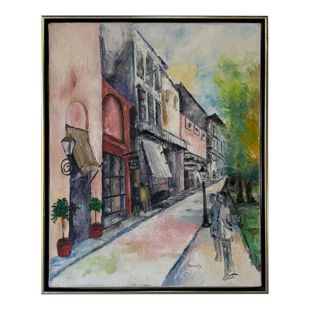 1980’s “Parisian Street Scene” Oil on Canvas Painting by Beverly For Sale