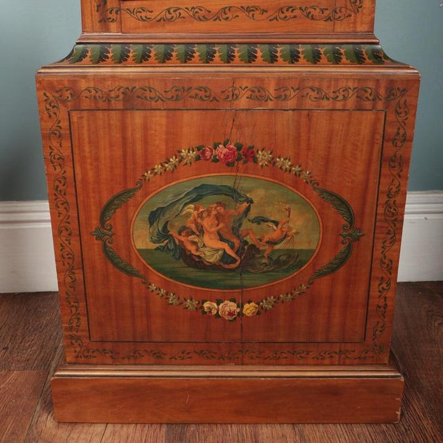 Scottish Grandfather Clock Moonphase Longcase Painted Satinwood, 1830 For Sale - Image 4 of 9