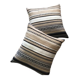 Serape Blanket 18" Pillows Kravet Couture Fabric Custom Made Contemporary Serape Blanket-Style Pillows- a Pair For Sale