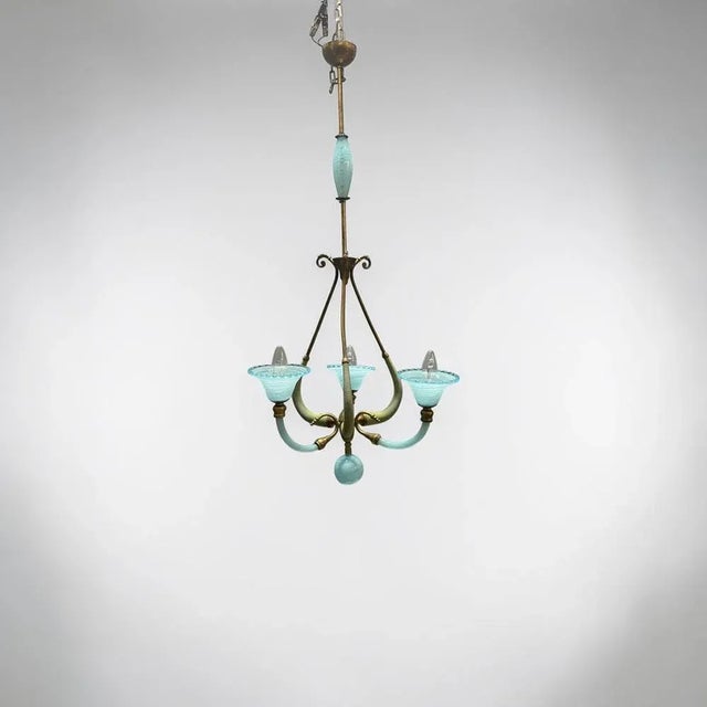 Italian Blue Murano Glass Chandelier, 1950s For Sale - Image 3 of 18