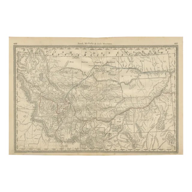 Map of Montana Railroads, Indian Reservations and Frontier Settlements, 1888 For Sale