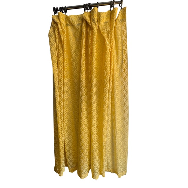 Mid 20th Century Modern Geometric Yellow Sheer Curtains- A Pair For Sale In Columbia, SC - Image 6 of 11
