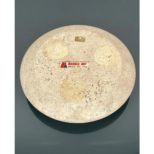 Gold Travertine and Steel Round Ashtray by Marble Art, Italy, 1970s For Sale - Image 8 of 9