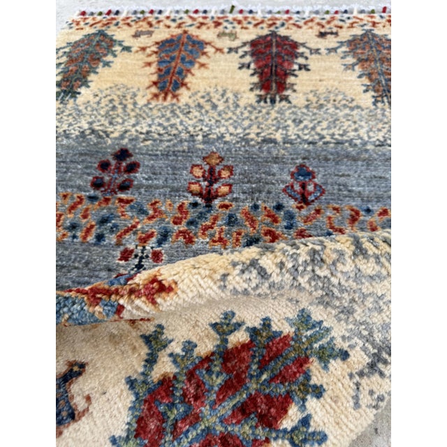 Gabbeh Weeping Willow Rug, Hand-Knotted Wool, 2x3, Ivory & Slate For Sale - Image 11 of 11