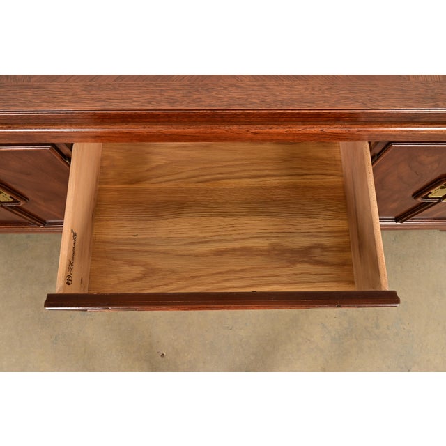 Thomasville Mid-Century Hollywood Regency Chinoiserie Walnut Long Dresser or Credenza, Circa 1970s For Sale - Image 10 of 15