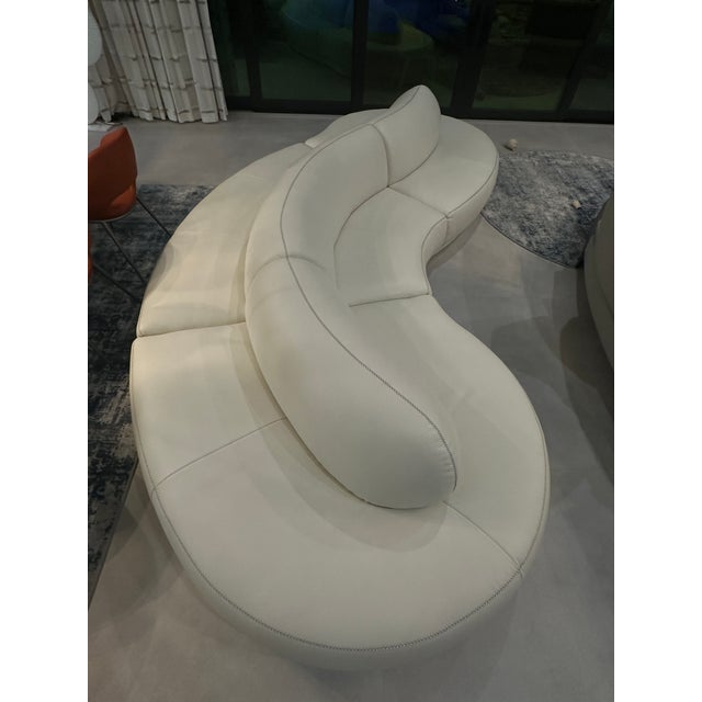 Contemporary Contemporary White Leather Sectional For Sale - Image 3 of 6