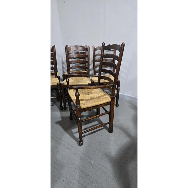 Oak Ladder Backed Dining Chairs, Set of 8 For Sale - Image 8 of 15