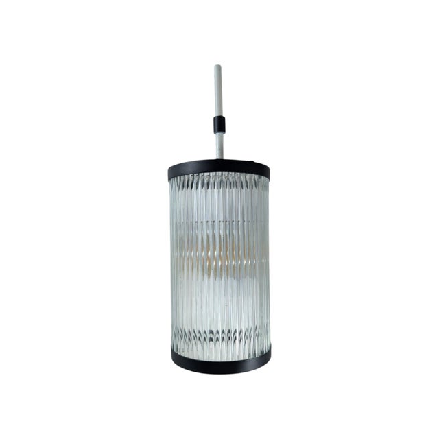Black Iron and Glass Strip Wall Lamps, 20th Century, Set of 2 For Sale - Image 8 of 10