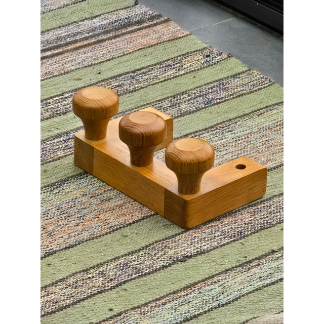 Wood 3-Hook Coat Rack by Guillerme and Chambron, 1970s For Sale - Image 7 of 12