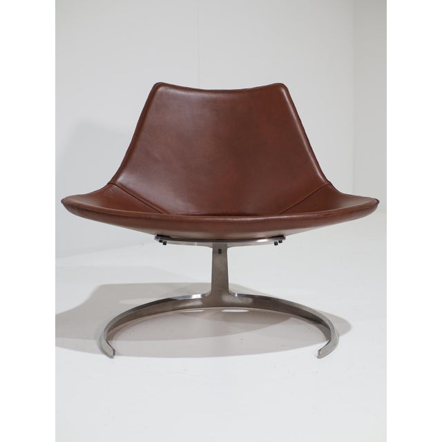 Brown IS63 Scimitar Chair in Cognac Leather by Fabricius and Kastholm for Ivan Schlechter, 1960s For Sale - Image 8 of 16