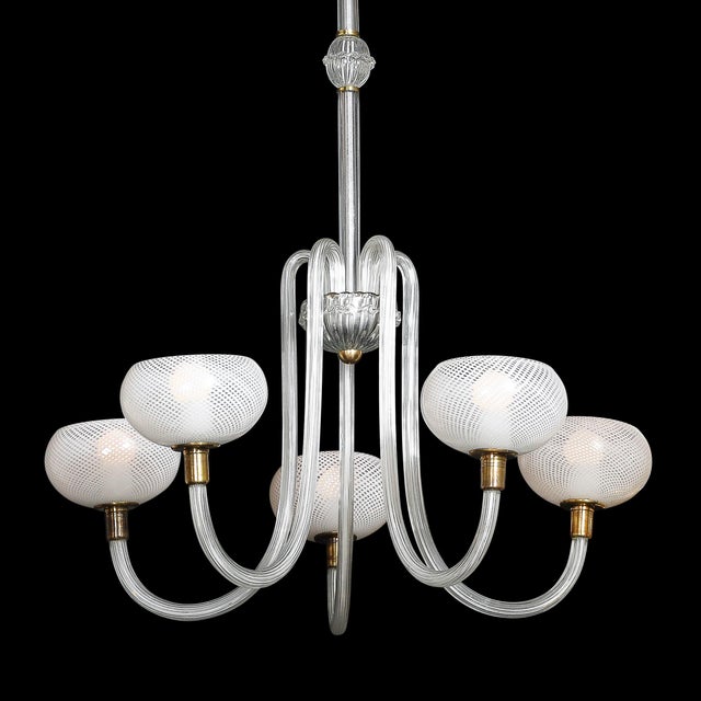 Mid-Century Hand-Blown Murano Glass 5-Arm Chandelier by Barovier & Toso For Sale - Image 12 of 18