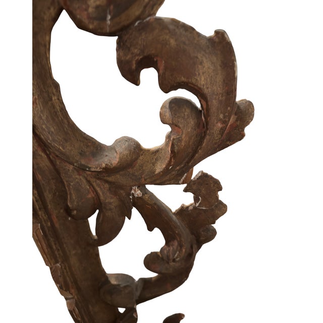 Antique Rococo-Style Carved Giltwood Wall Mirror With Acanthus Scrollwork For Sale - Image 4 of 13