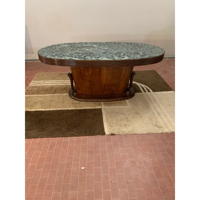Oval Grissinato Edge Table with Green Alpi Marble Top from Premuda Lissone Milan Brianza, 1940s For Sale - Image 9 of 16