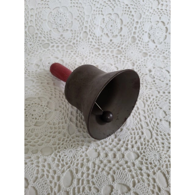 Antique Metal & Wood Schoolhouse Bell For Sale - Image 4 of 5