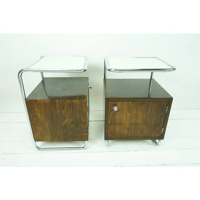 Bauhaus Bedside Tables with Steel Tube by Rudolf Vichr, Set of 2 For Sale - Image 9 of 9