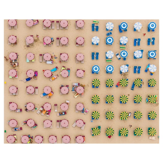 Bernhard Lang, Aerial View of Sunshades Standing in the Sand, Photographic Paper For Sale