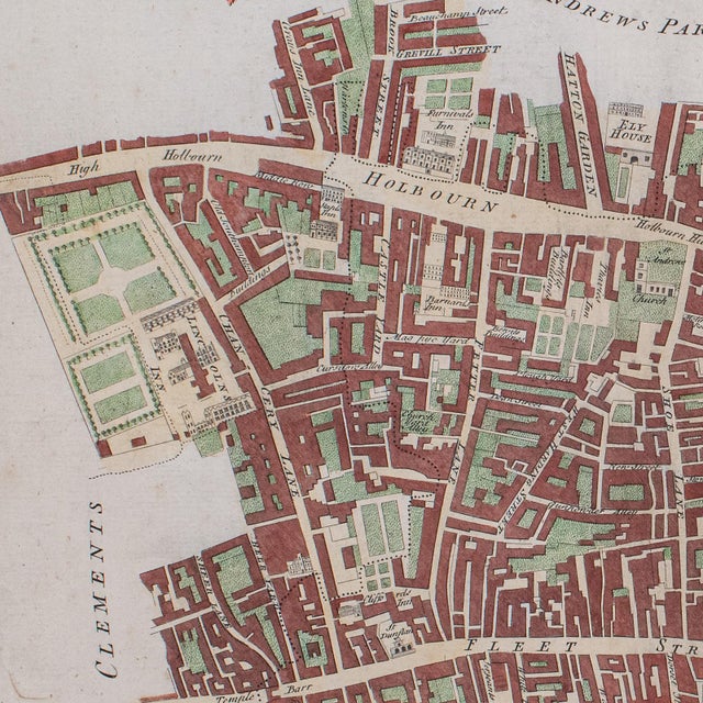 Glass Antique London Street Map, Farringdon, English, Framed, Fleet Street, Georgian For Sale - Image 7 of 12