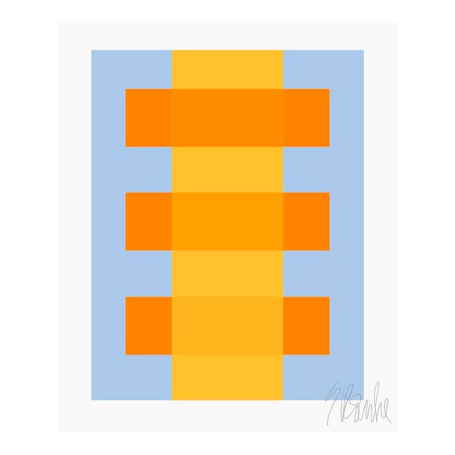 Yellow Through Orange on Blue Fine Art Print 16" X 20" by Liz Roache For Sale