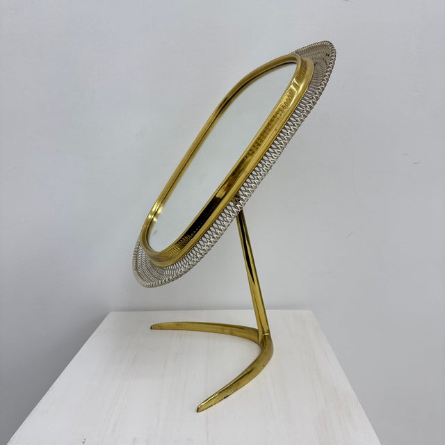 Mid-Century Brass Vanity Table Mirror from Vereinigte Werkstätten, Germany, 1950s For Sale - Image 9 of 18