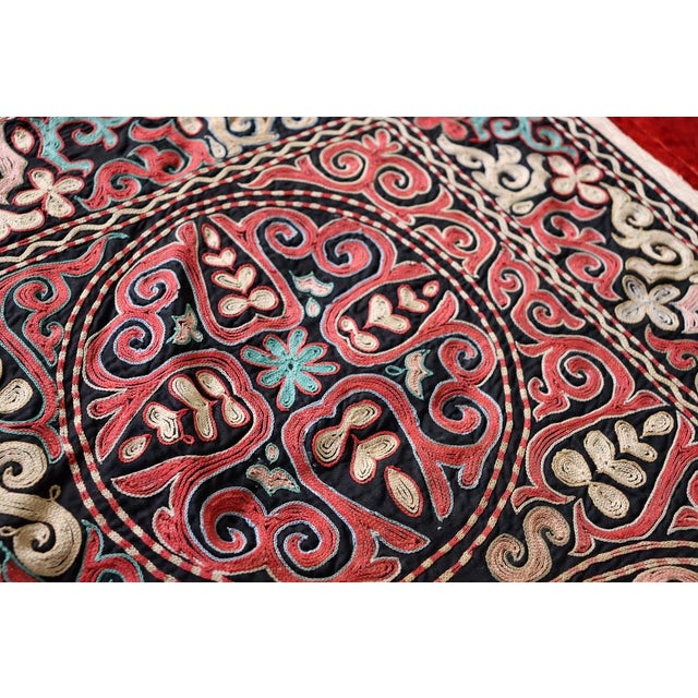 Vintage Kazakh Hand Embroidered Wall Hanging, 1950s For Sale - Image 6 of 17