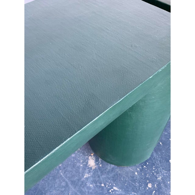 Late 20th Century Vintage Boho Grasscloth Console and Mirror Sets - A Pair For Sale - Image 5 of 8