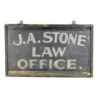 A Gorgeous Early Wood Double Sided Trade Sign Advertising "j.a. Stone Law Office" For Sale