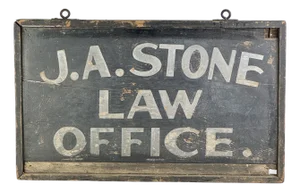 A Gorgeous Early Wood Double Sided Trade Sign Advertising "j.a. Stone Law Office"