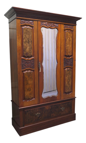 Victorian Arts & Crafts Wardrobe in Carved Walnut