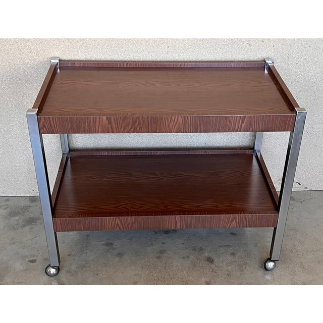 Mid-Century Modern Italian Mid-Century Modern Rolling Bar/Serving Cart For Sale - Image 3 of 12