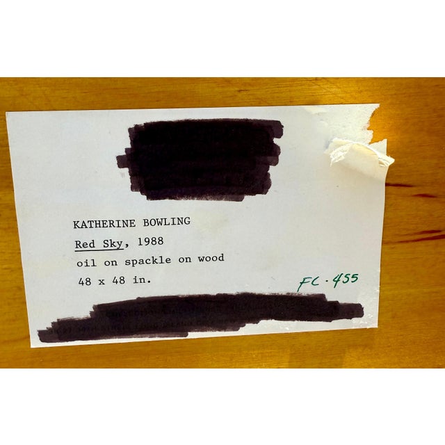 Katherine Bowling, Large Painting "Red Sky" Oil & Spackle on Wood Katherine Bowling American Modern, 1988 For Sale - Image 10 of 18