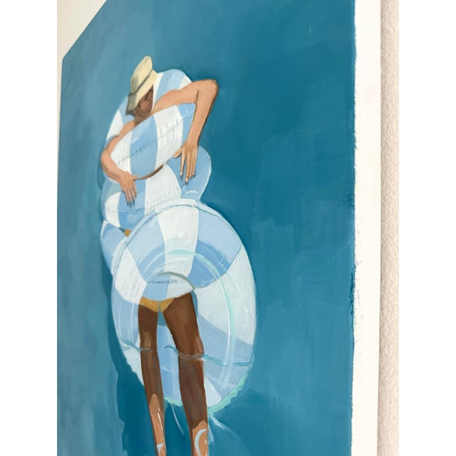 Textile "Pool Boy" Original Modern Oil Painting, by Jennifer Hohlfelder For Sale - Image 7 of 9
