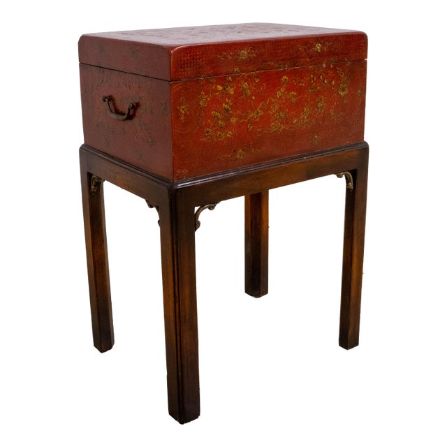 Theodore Alexander Chinoiserie Decorated Flip Top Accent Box For Sale